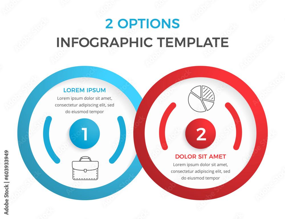 Infographic template with 2 options with place for your icons and text Infographic template with 2 options with place for your icons and text