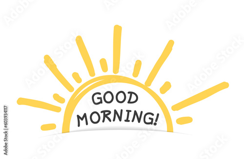 Handdrawn sun with good morning text