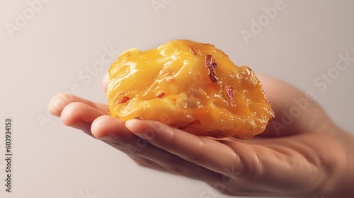 Weight loss - Hand holding a Sizeable Piece of Yellow Fat - Generative AI Illustration photo