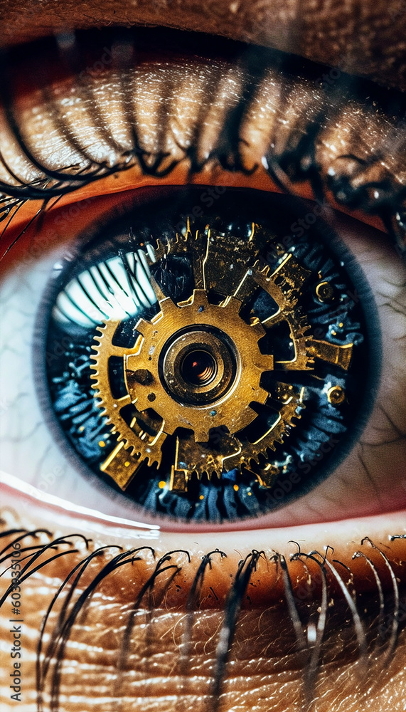 A close-up of a woman's eye. Generative AI	