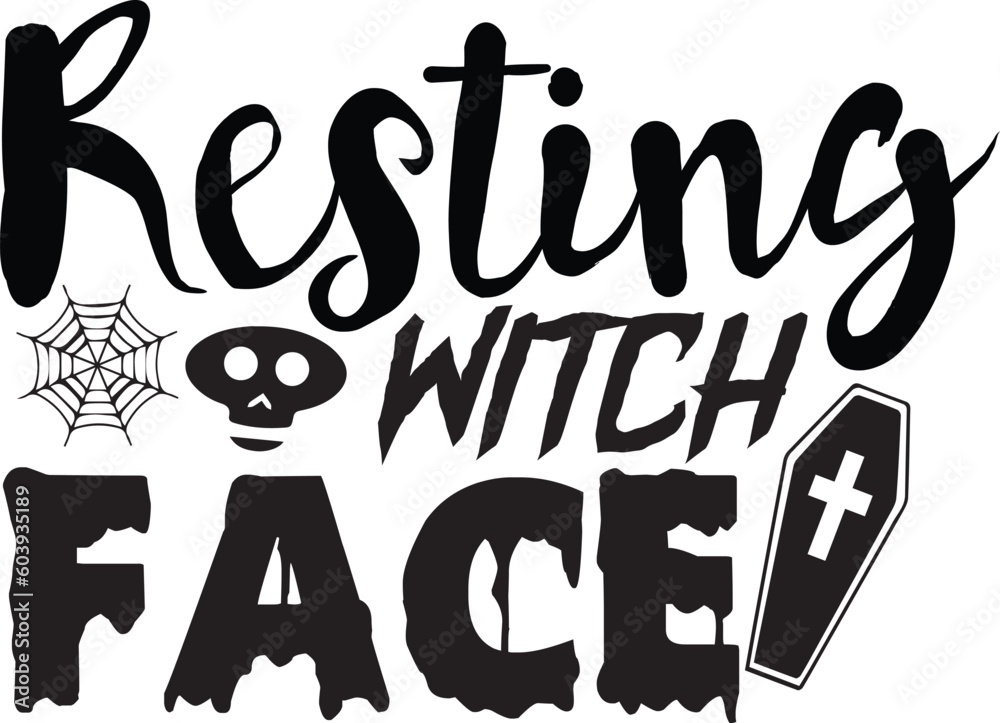 Resting witch face Halloween designs, Halloween print files, Halloween digital files, Instant download 