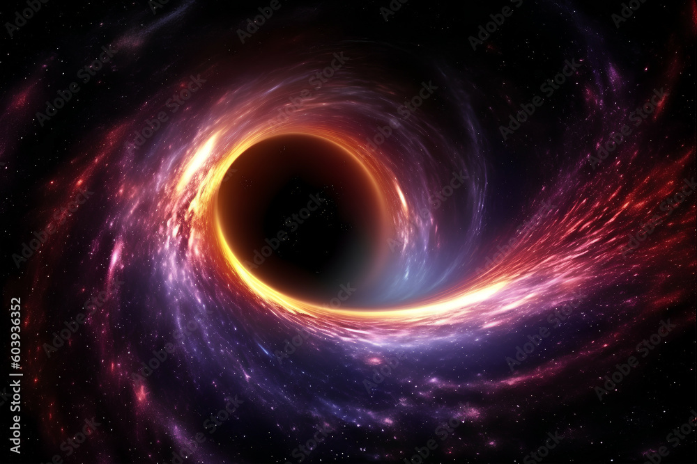 Giant blackhole with amazing light and colours, Generative AI Giant blackhole with amazing light and colours, Generative AI