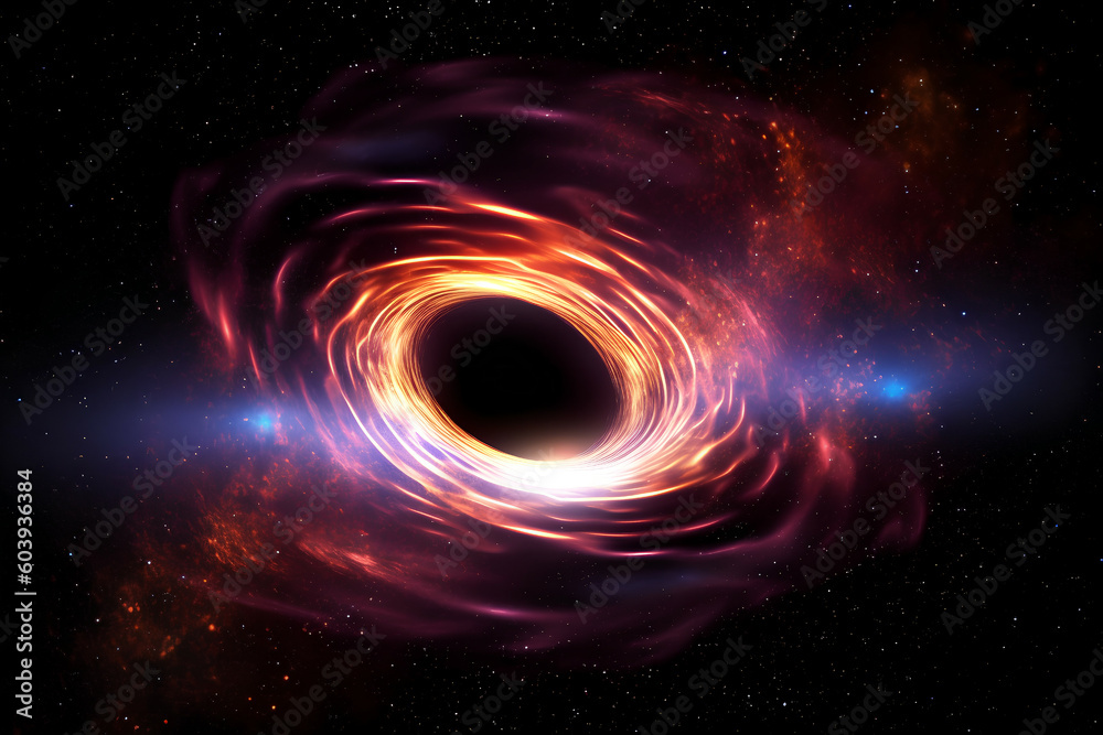 Giant blackhole with amazing light and colours, Generative AI
