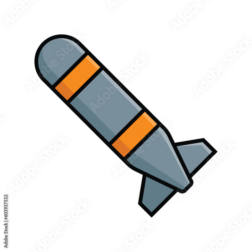 cartoon missile gray orange black outline clip art preview