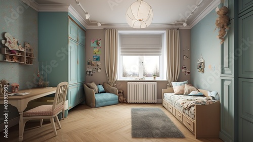 a children's room, which is every child's dream, beautiful colors, cozy room, cool design