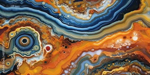 Close up view of the vibrant swirling colors of paint. Beautiful illustration picture. Generative AI