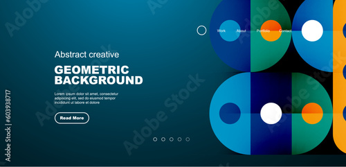 Simple circles and round elements pattern. Minimalist design geometric landing page. Creative concept for business, technology, science or print design