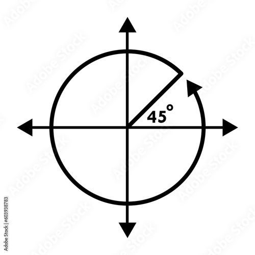 Angle 45 degrees sign icon. Geometry math symbol