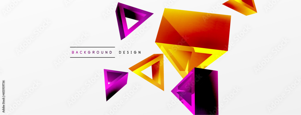 Triangle abstract background. 3d vector basic shape technology or business concept composition. Trendy techno business template for wallpaper, banner, background or landing Triangle abstract background. 3d vector basic shape technology or business concept composition. Trendy techno business template for wallpaper, banner, background or landing