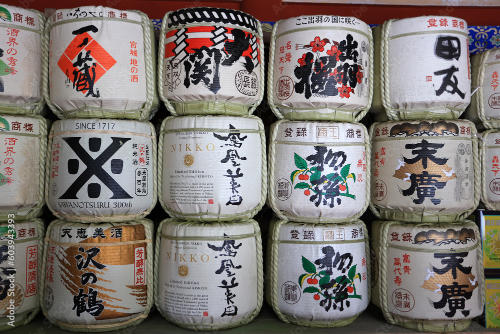 sake barrel wall Stock Photo | Adobe Stock