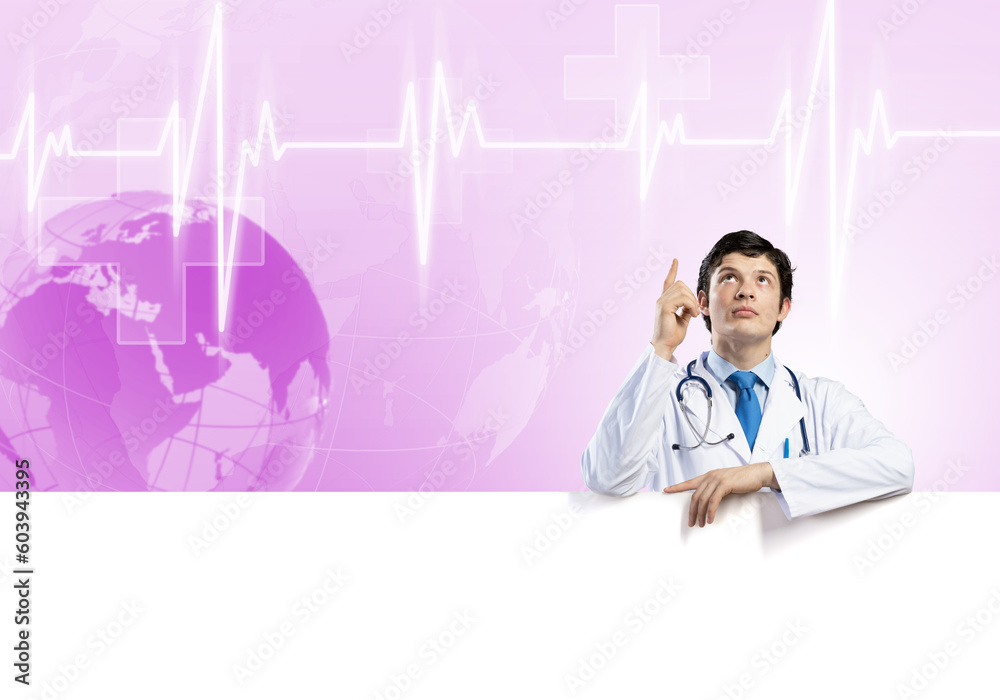 Doctor with banner Doctor with banner