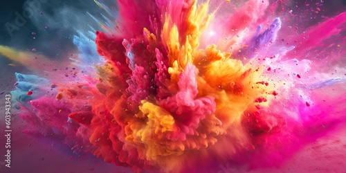 AI Generated. AI Generative. Holi powderr explosion photo realistic illustration. Graphic Art
