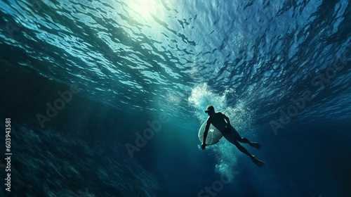 Surfer under ocean wave. © SATRIA