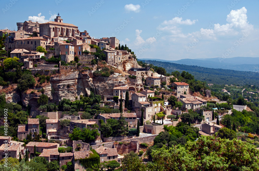 Gordes, Vaucluse, Provence, France, Europe - preserved medieval village on Plateau de Vaucluse, stone buildings perched on rocks include the 12th-century castle, all made of beige local stone