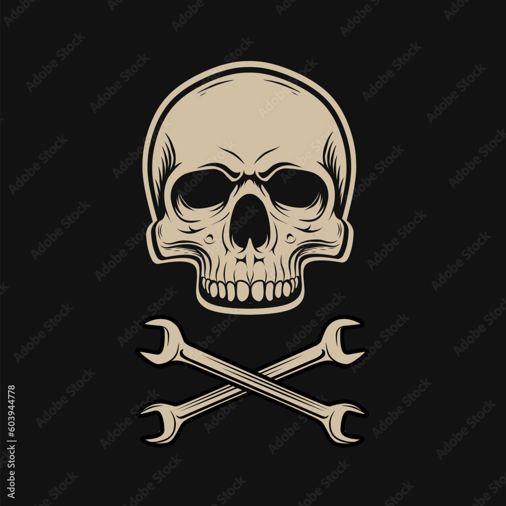 illustration vector of skull and wrench perfect for print,etc illustration vector of skull and wrench perfect for print,etc