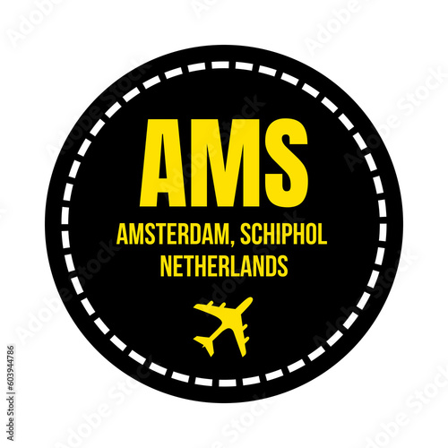 Canvas Print AMS Amsterdam airport symbol icon
