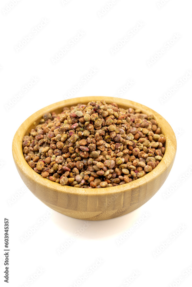 Sumac seeds. Dried sumac berries isolated on white background. Spice concept Sumac seeds. Dried sumac berries isolated on white background. Spice concept