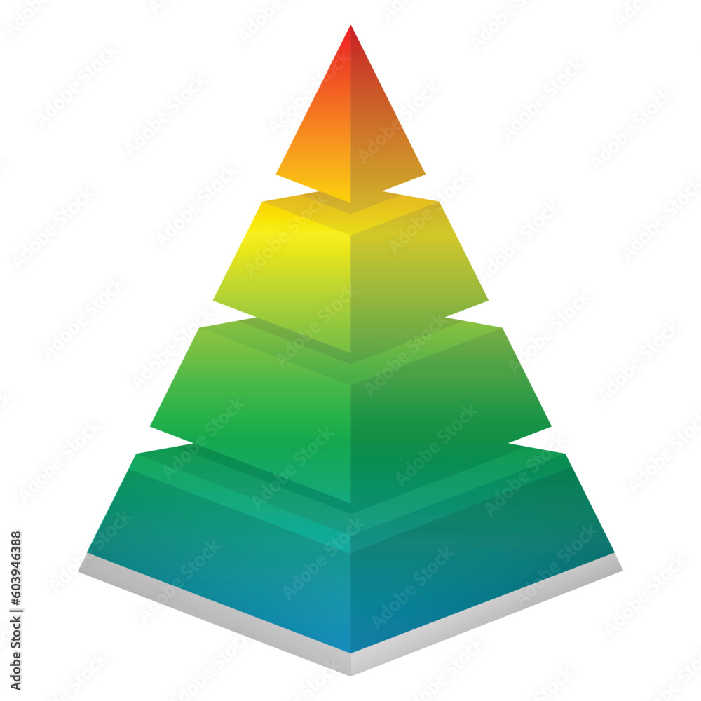 Four level colorful pyramid on white background