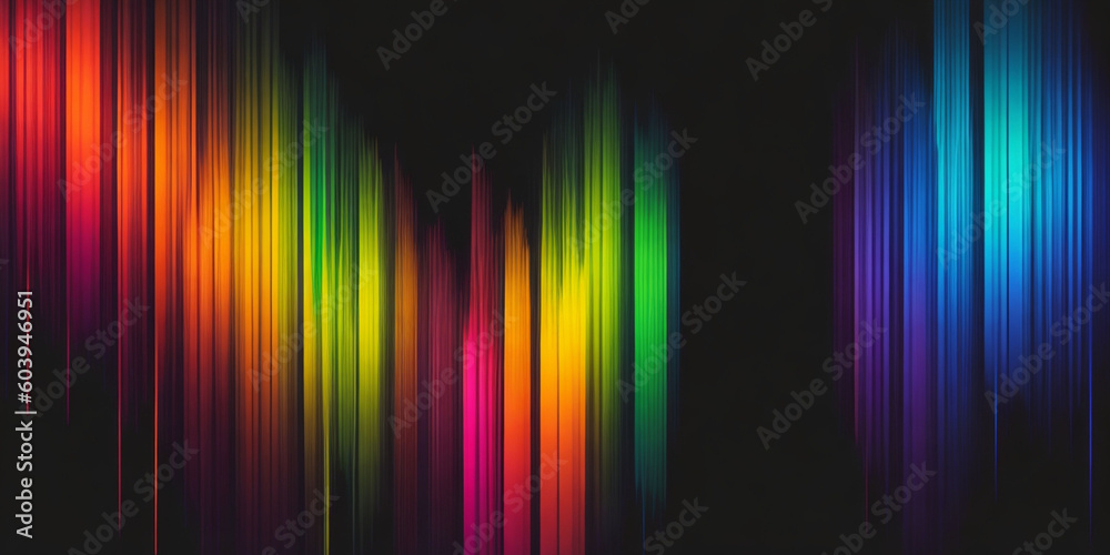 Colorful sound wave on black background. Audio equalizer technology. AI generated.
