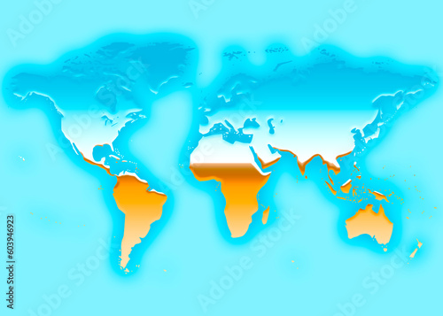 Colorful 3d world map Illustration design