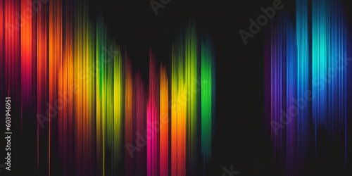 Colorful sound wave on black background. Audio equalizer technology. AI generated.