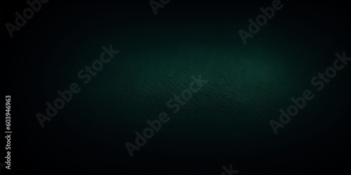 Dark green texture background. Dark green background with dark vignette. Web banner design. AI generated.
