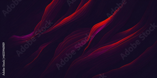 Abstract background with red curved lines in the form of a wave. Web banner design. AI generated.