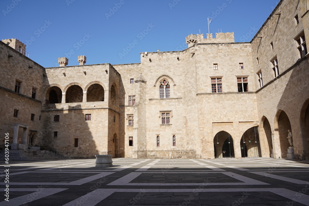 Courtyard at the Palace of the Grand Master. Rhodes Town, Rhodes, Dodecanese, Greece