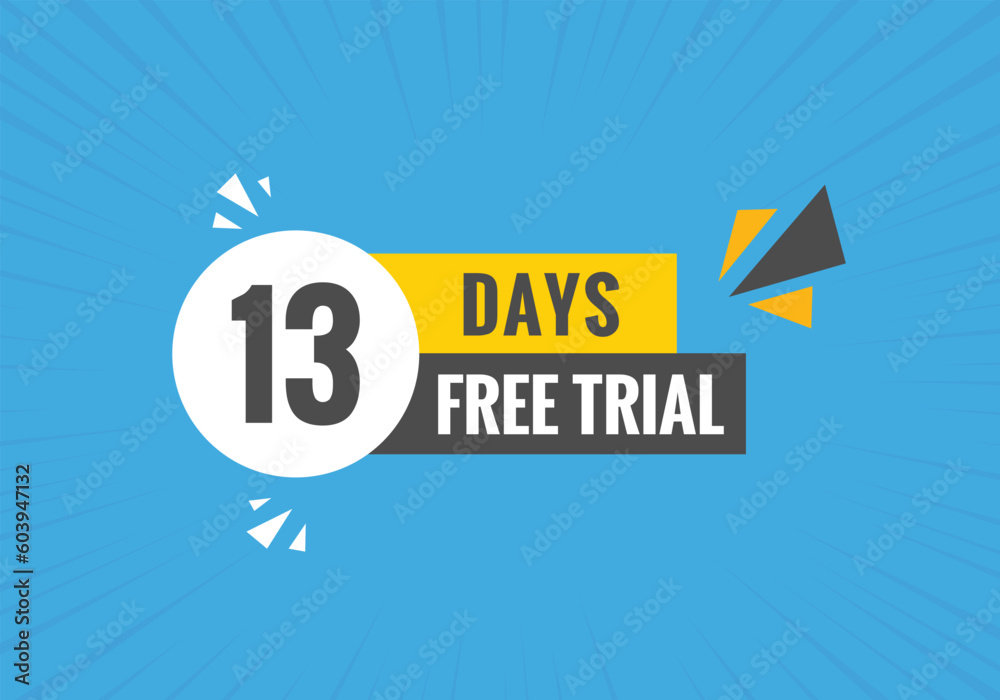 13 days Free trial Banner Design. 13 day free banner background 13 days Free trial Banner Design. 13 day free banner background