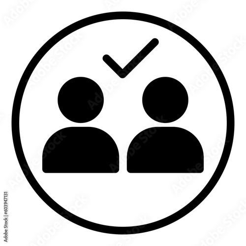 Icon of two people matching check marks