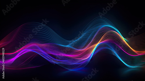 colorful neon wavy ribbons, spectrum light