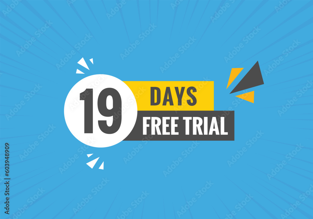 19 days Free trial Banner Design. 19 day free banner background 19 days Free trial Banner Design. 19 day free banner background