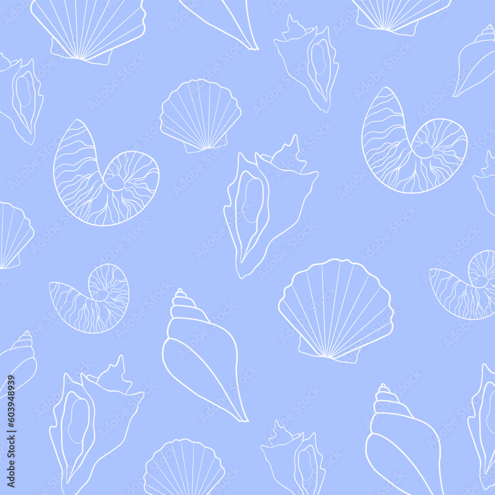 Pattern of seashells. Vector, print, textile, wrapping paper, background. Pattern of seashells. Vector, print, textile, wrapping paper, background.