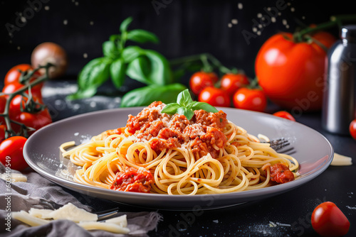 Tasty pasta on the plate, generative ai.