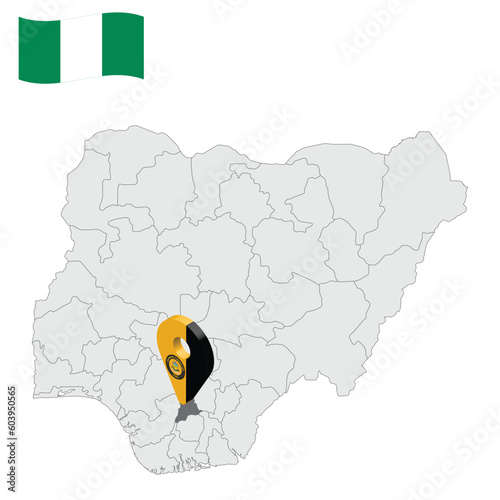 Location Anambra  State on map Nigeria. 3d Anambra location sign. Flag of Nigeria. Quality map with  States of Nigeria for your web site design, logo, app, UI. Stock vector. EPS10. photo