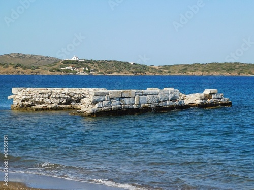 Ruins of the ancient harbor of the city of Thorikos near Lavrio, Attica, Greece photo