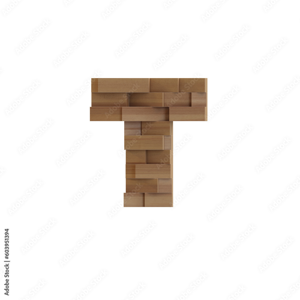 Fototapeta premium Wooden Deco Wall 3D Alphabet or PNG Letters