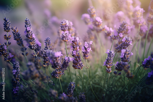 Nature s canvas  a field adorned with lavender flowers. Generative AI