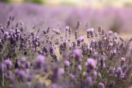 Lavender-filled field as the scenic backdrop. Generative AI