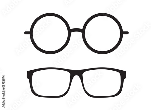 Glasses icon set isolated on white background. Vintage glasses. Vector illustration.