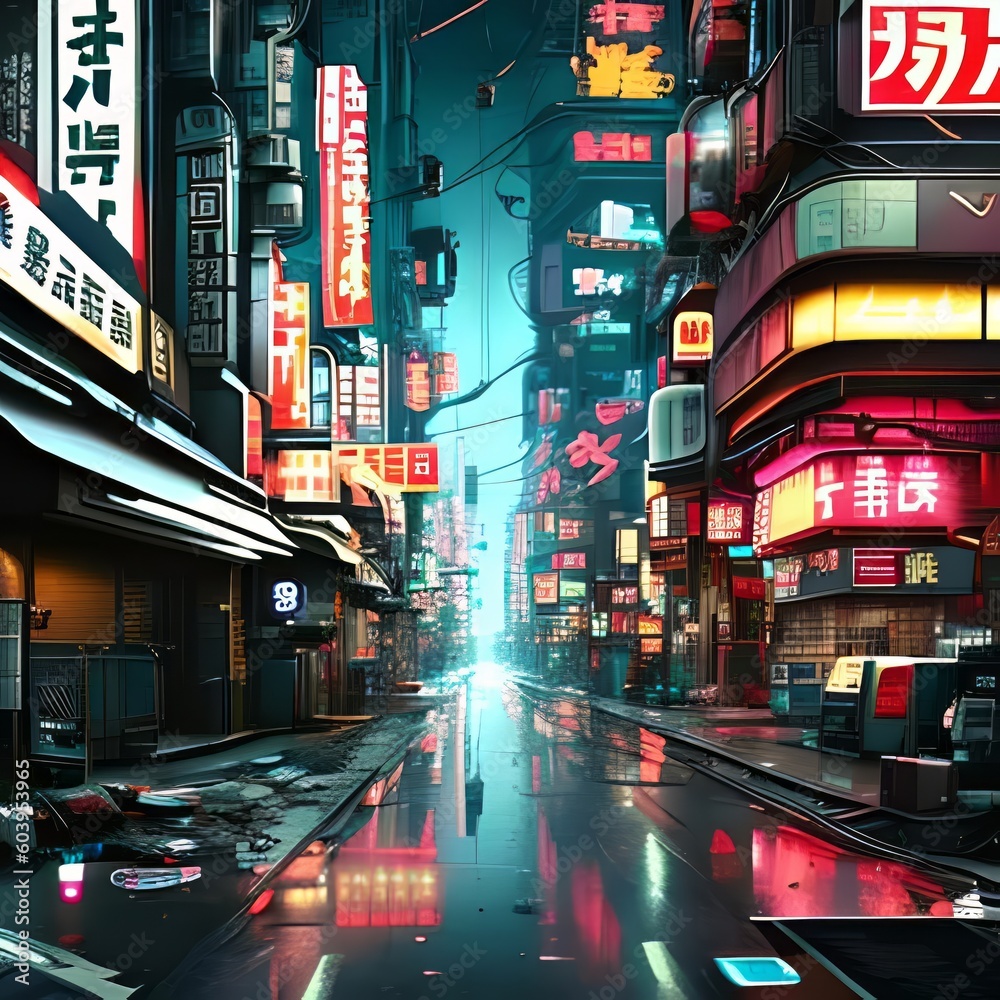 A City in a Universe where Cyberpunk meets Blade runner.