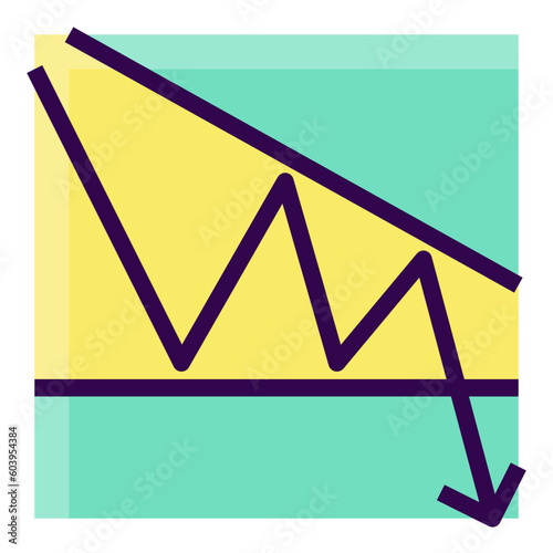 Down trend filled outline icon