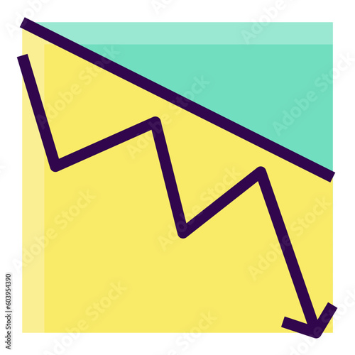 Down trend filled outline icon