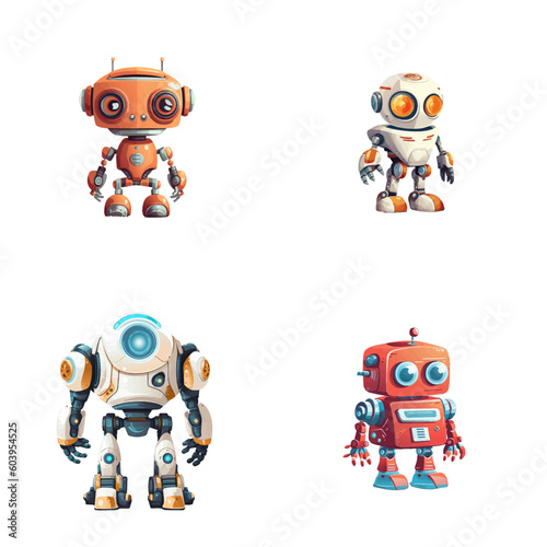 Set of robot characters , construction, medical, firefighter robot	
