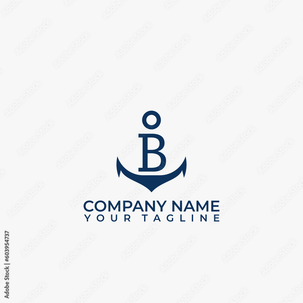 Letter B vector logo integrated in a simple minimalist anchor shape. Letter B vector logo integrated in a simple minimalist anchor shape.