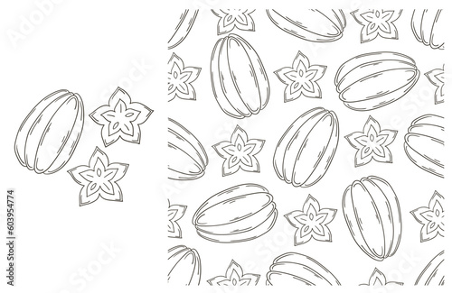 Coloring pattern for kitchen  restaurant or shop. Set in hand draw style