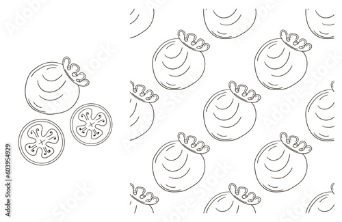 Coloring pattern for kitchen, restaurant or shop. Set in hand draw style