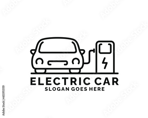 Electric car logo design vector