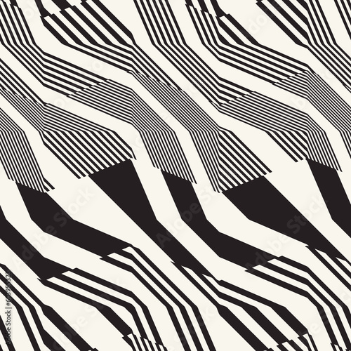 Monochrome Moiré Effect Textured Zigzag Pattern