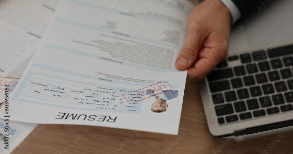 HR made decision and approved the candidate for job. Resume application review process concept